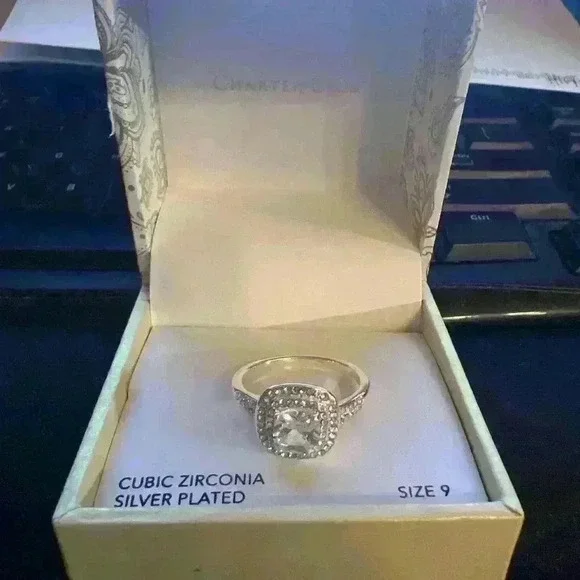 Charter Club Double Halo Crystal Center Ring New size 9 - Picture 2 of 8